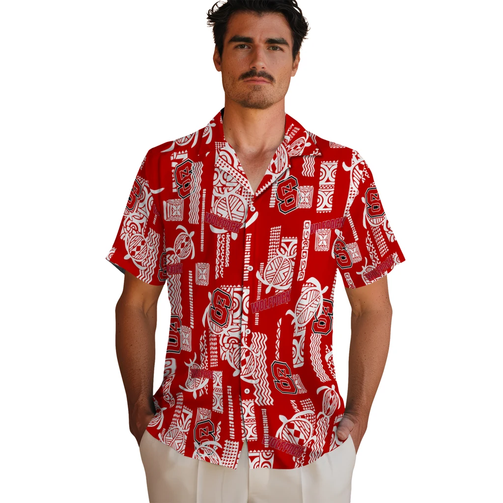 NC State Wolfpack Hawaiian Shirt - Turtle Lines nc state wolfpack turtle lines red hawaiian shirts fashion forward
