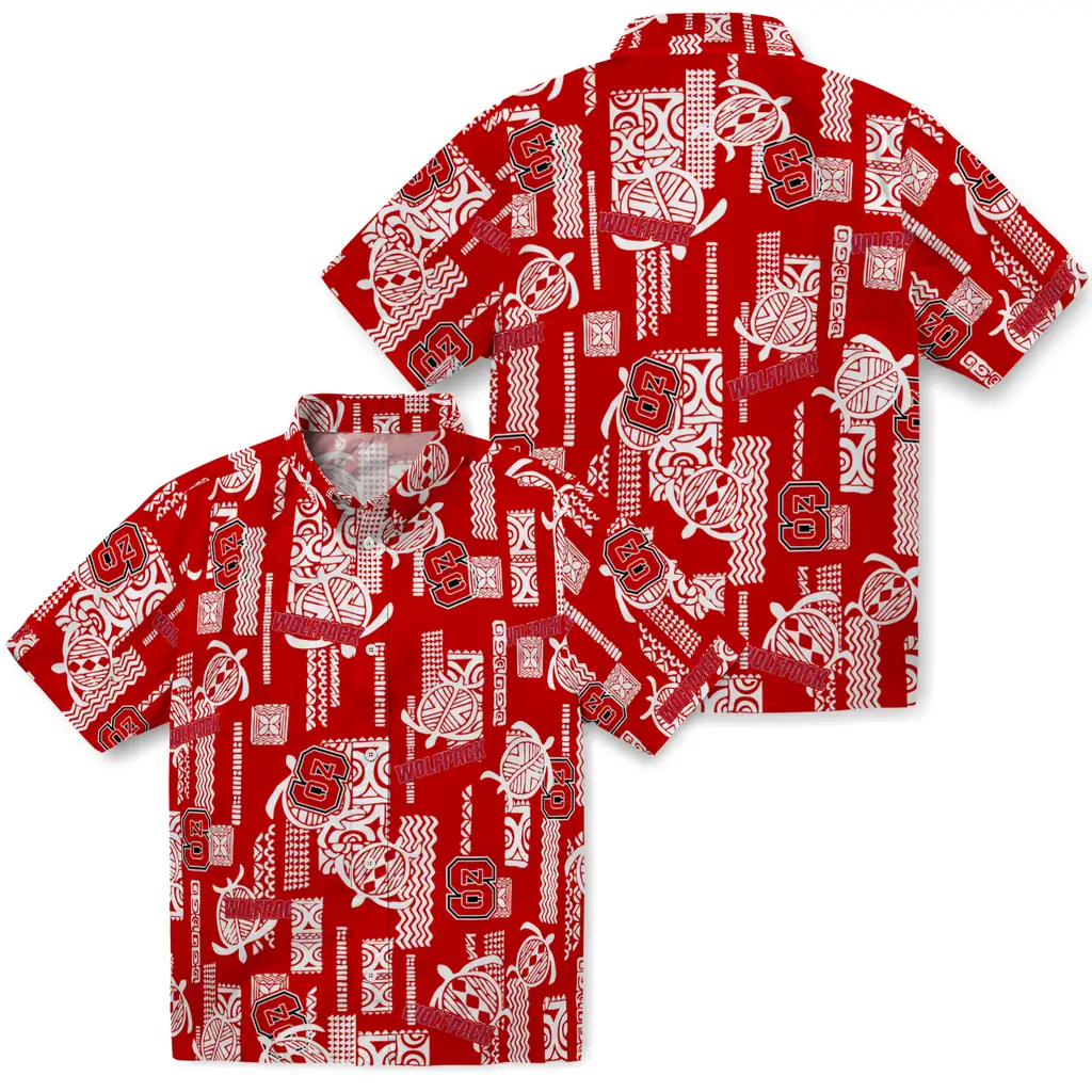NC State Wolfpack Hawaiian Shirt - Turtle Lines nc state wolfpack turtle lines red hawaiian shirts high quality