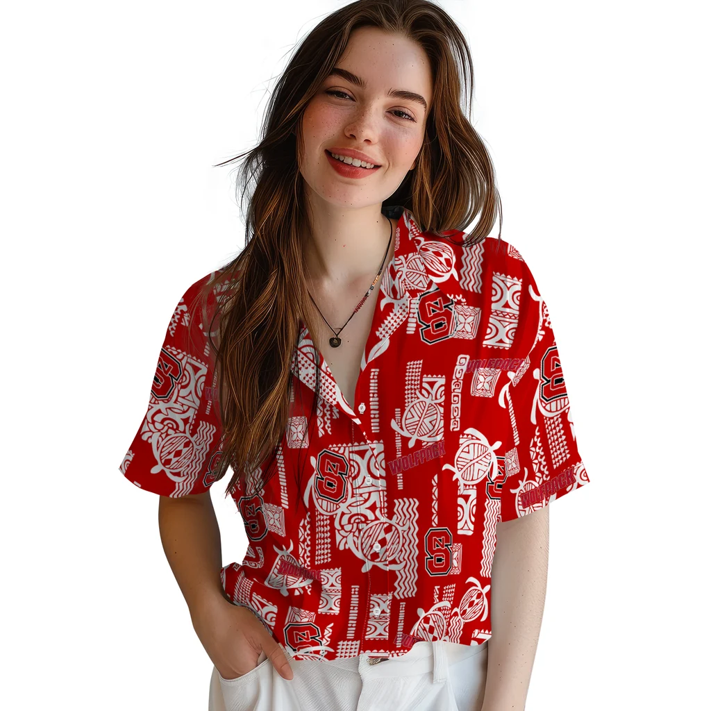NC State Wolfpack Hawaiian Shirt - Turtle Lines nc state wolfpack turtle lines red hawaiian shirts latest model
