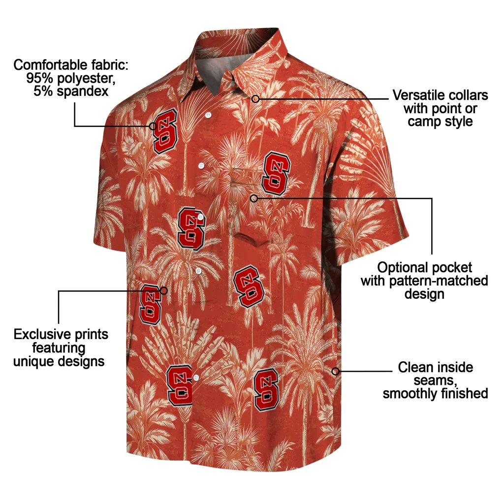 NC State Wolfpack Hawaiian Shirt - Vintage Palm Tree nc state wolfpack palm shadows red hawaiian shirts new arrival