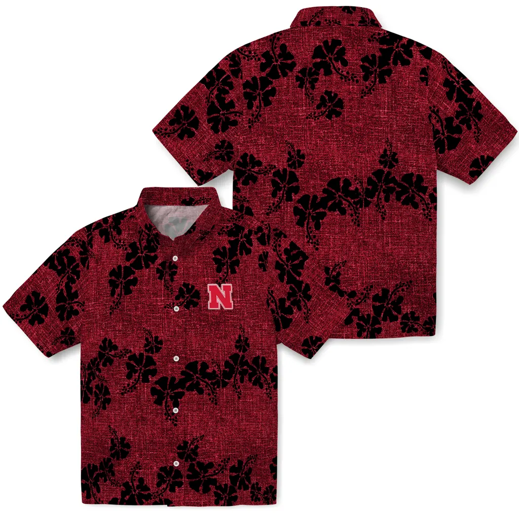 Nebraska Cornhuskers Hawaiian Shirt - 50th State Flower nebraska cornhuskers hibiscus petals red hawaiian shirts high quality