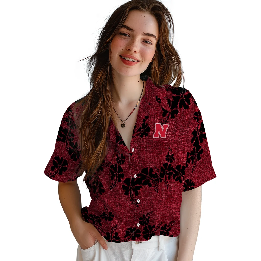 Nebraska Cornhuskers Hawaiian Shirt - 50th State Flower nebraska cornhuskers hibiscus petals red hawaiian shirts latest model