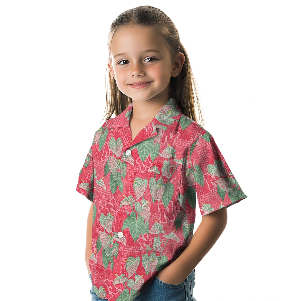 Nebraska Cornhuskers Hawaiian Shirt - Anthurium Overlay nebraska cornhuskers anthurium overlay red hawaiian shirts premium grade