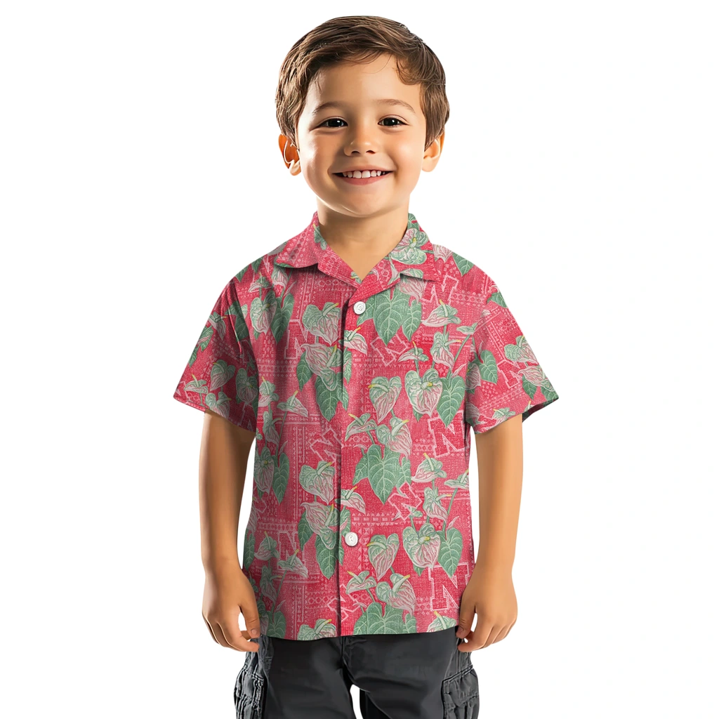 Nebraska Cornhuskers Hawaiian Shirt - Anthurium Overlay nebraska cornhuskers anthurium overlay red hawaiian shirts top rated