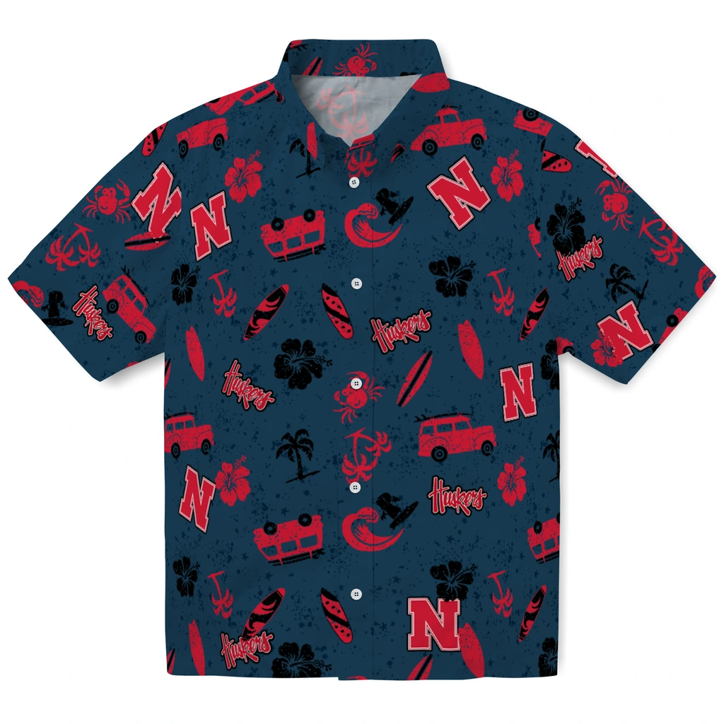 Nebraska Cornhuskers Hawaiian Shirt - Beach Vibe nebraska cornhuskers beach vibe navy hawaiian shirts best selling