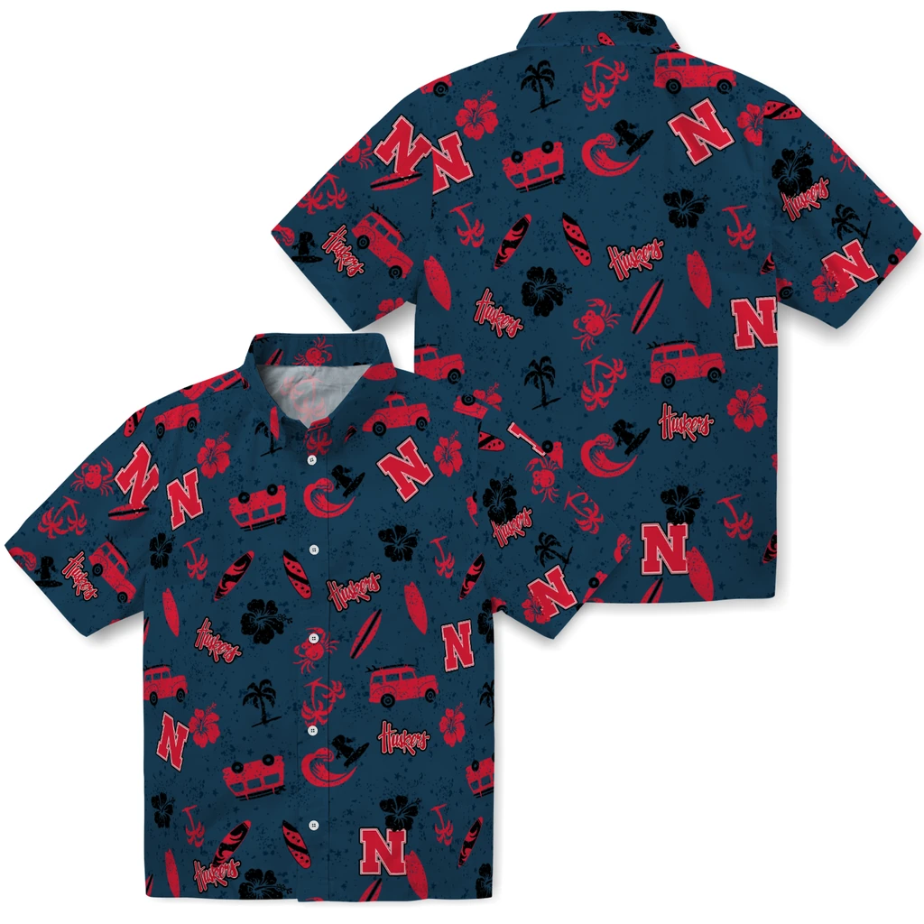 Nebraska Cornhuskers Hawaiian Shirt - Beach Vibe nebraska cornhuskers beach vibe navy hawaiian shirts high quality