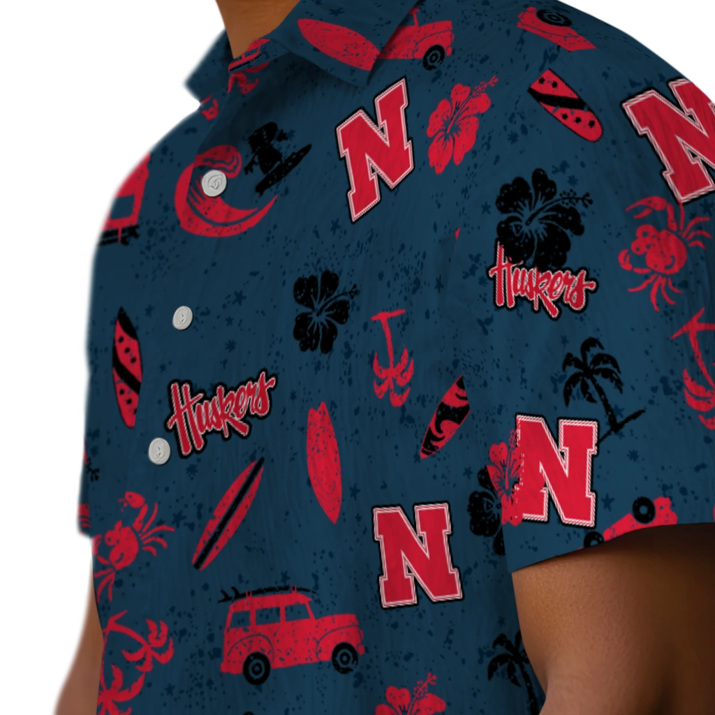 Nebraska Cornhuskers Hawaiian Shirt - Beach Vibe nebraska cornhuskers beach vibe navy hawaiian shirts trendy