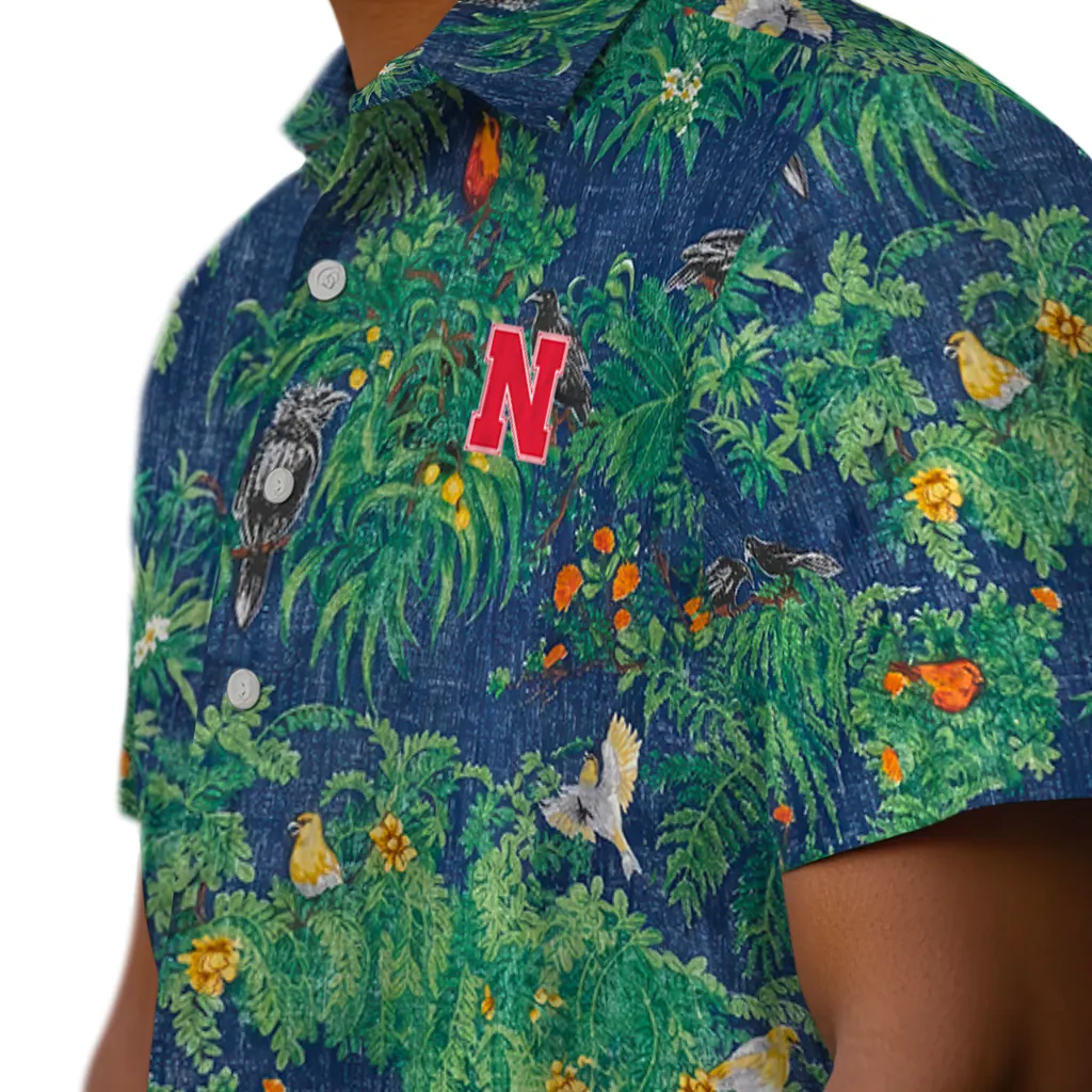 Nebraska Cornhuskers Hawaiian Shirt - Bird Canopy nebraska cornhuskers bird canopy green hawaiian shirts trendy