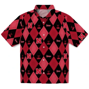 nebraska cornhuskers balloon plaid red hawaiian shirts best selling