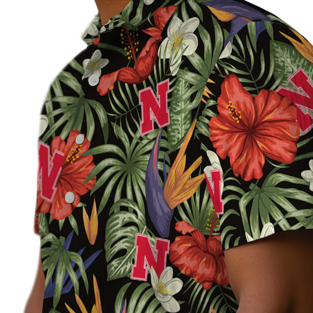 Nebraska Cornhuskers Hawaiian Shirt - Hawaii Floral Hibiscus nebraska cornhuskers hibiscus bird hawaiian shirts trendy