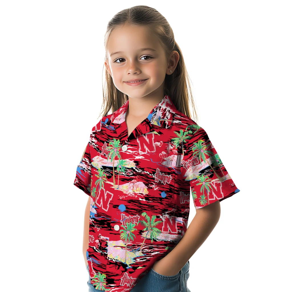 Nebraska Cornhuskers Hawaiian Shirt - Hawaii Island nebraska cornhuskers flamingo retreat red hawaiian shirts premium grade