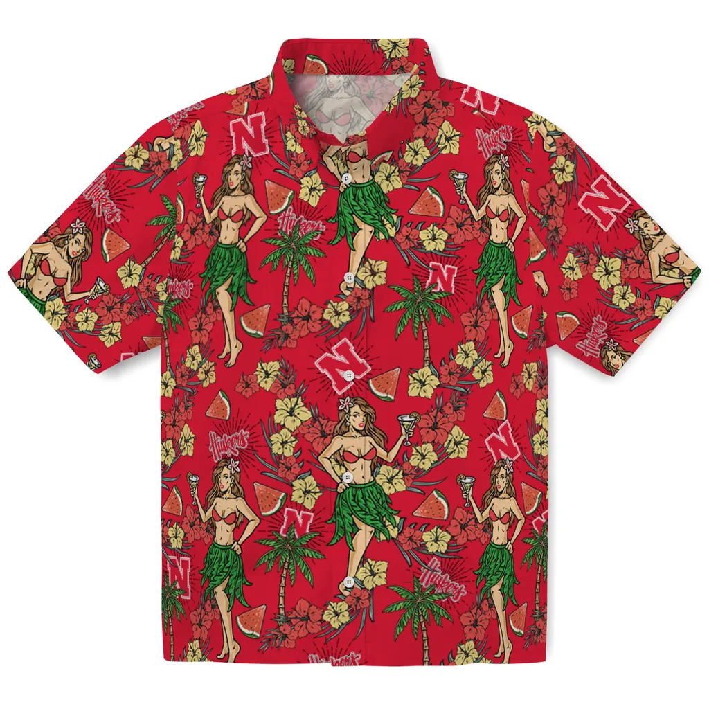Nebraska Cornhuskers Hawaiian Shirt - Hawaiian Girls Design nebraska cornhuskers hawaiian girls design red hawaiian shirts best selling