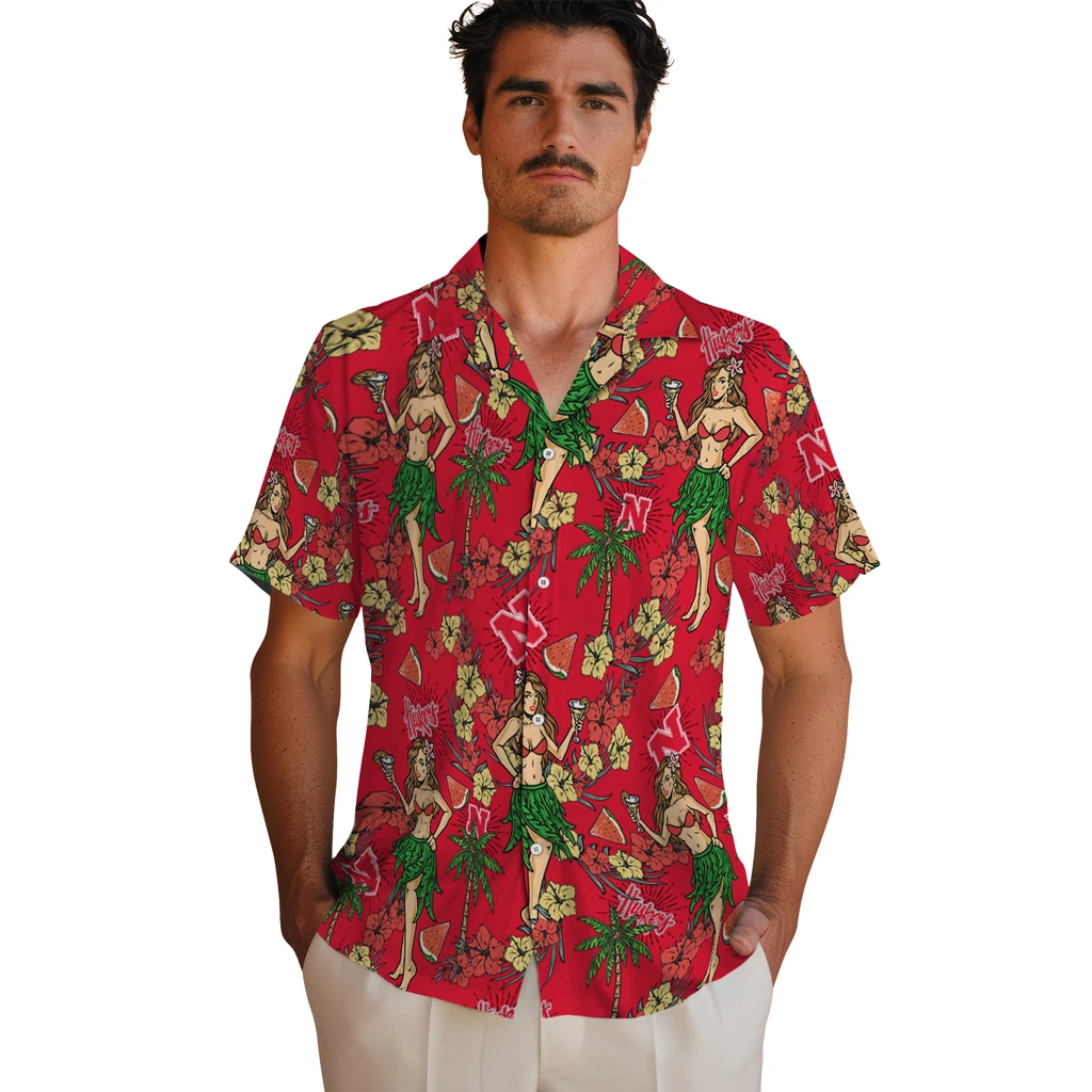 Nebraska Cornhuskers Hawaiian Shirt - Hawaiian Girls Design nebraska cornhuskers hawaiian girls design red hawaiian shirts fashion forward
