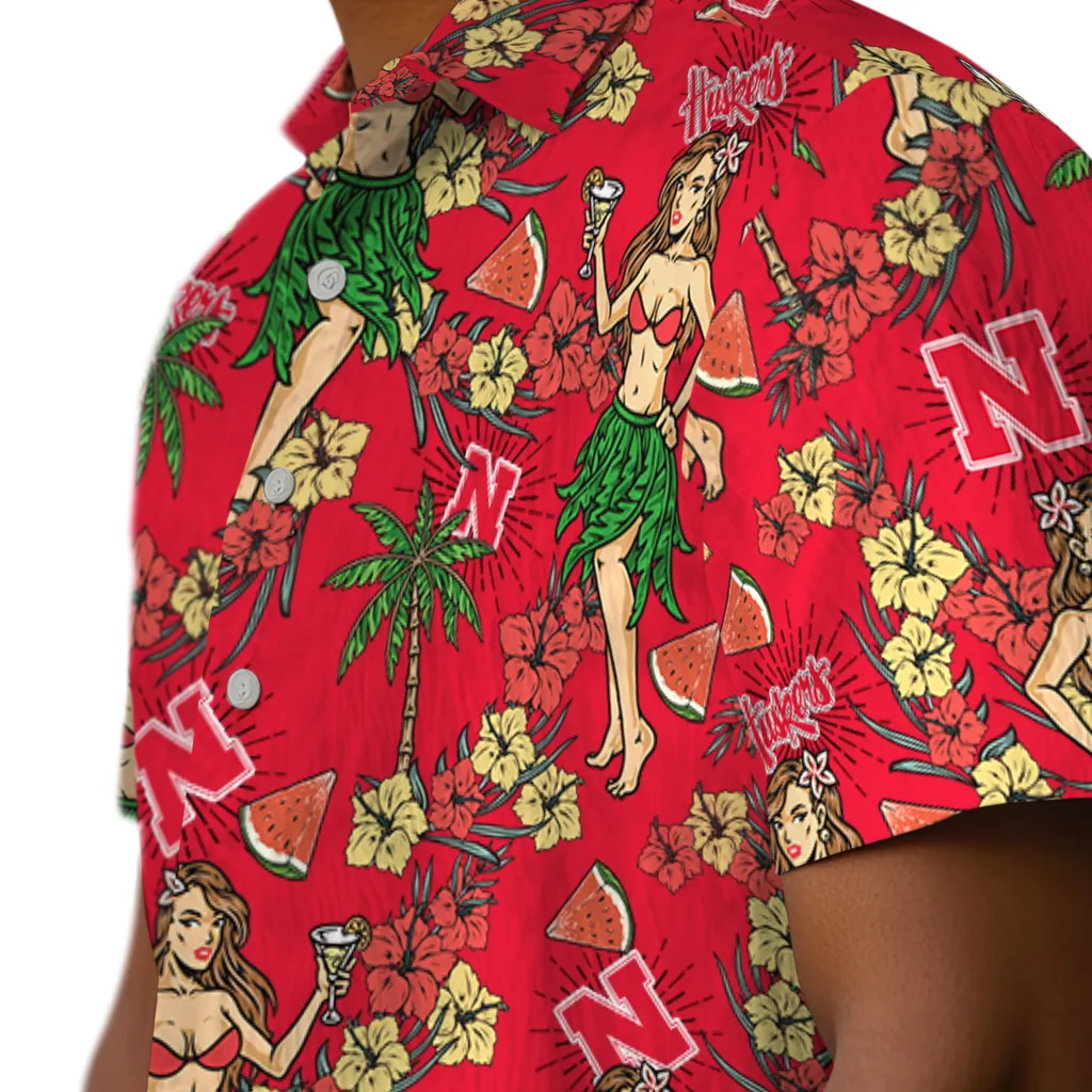 Nebraska Cornhuskers Hawaiian Shirt - Hawaiian Girls Design nebraska cornhuskers hawaiian girls design red hawaiian shirts trendy