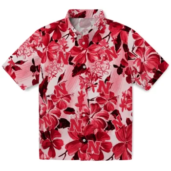 nebraska cornhuskers hibiscus arrangement red hawaiian shirts best selling