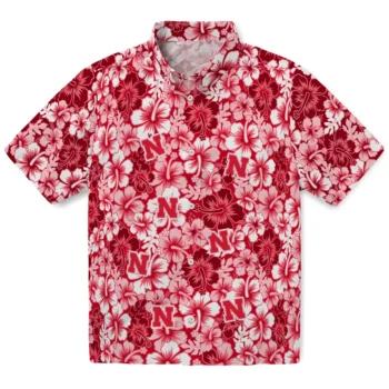 nebraska cornhuskers hibiscus blooms red hawaiian shirts best selling
