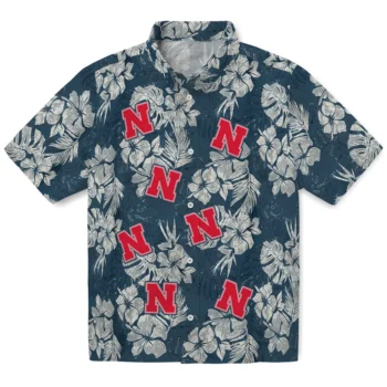 nebraska cornhuskers hibiscus flowers navy blue hawaiian shirts best selling