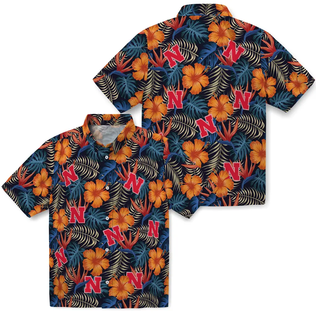 Nebraska Cornhuskers Hawaiian Shirt - Hibiscus Foliage nebraska cornhuskers hibiscus foliage hawaiian shirts high quality
