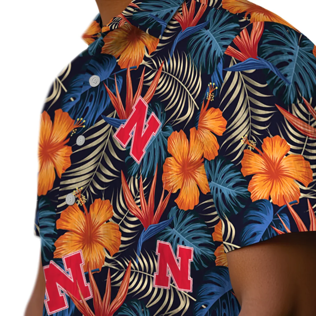 Nebraska Cornhuskers Hawaiian Shirt - Hibiscus Foliage nebraska cornhuskers hibiscus foliage hawaiian shirts trendy