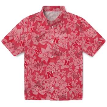 nebraska cornhuskers hibiscus oasis red hawaiian shirts best selling
