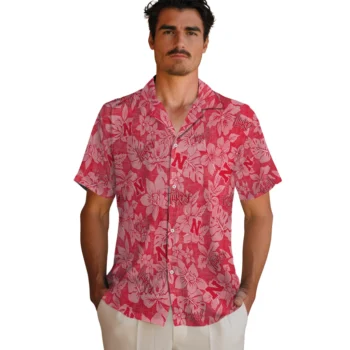 nebraska cornhuskers hibiscus oasis red hawaiian shirts fashion forward