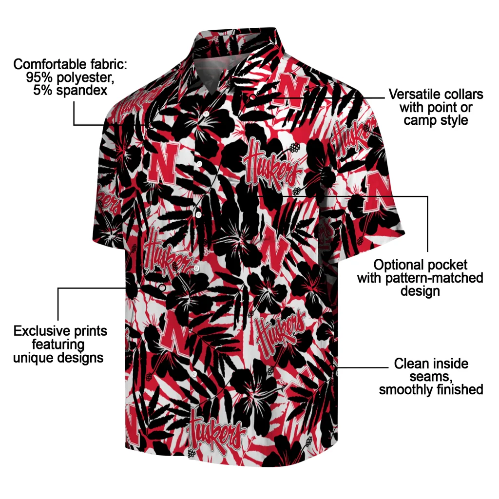 Nebraska Cornhuskers Hawaiian Shirt - Hibiscus Overlay nebraska cornhuskers hibiscus overlay hawaiian shirts new arrival