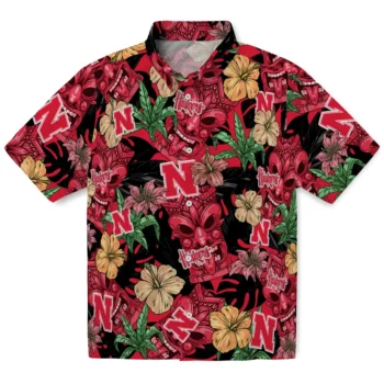 nebraska cornhuskers tiki jungle red hawaiian shirts best selling