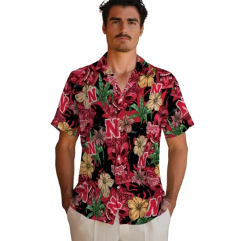nebraska cornhuskers tiki jungle red hawaiian shirts fashion forward