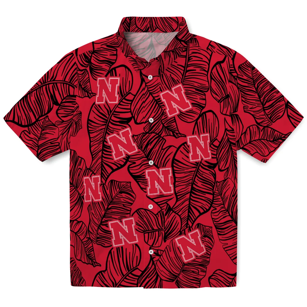 Nebraska Cornhuskers Hawaiian Shirt - Leaf Outline nebraska cornhuskers leaf outline red hawaiian shirts best selling