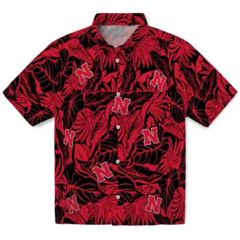 nebraska cornhuskers monstera layer red hawaiian shirts best selling