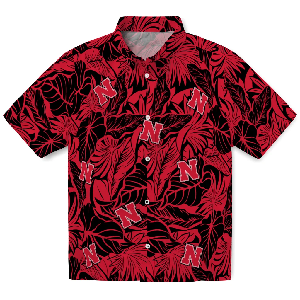 Nebraska Cornhuskers Hawaiian Shirt - Monstera Layer nebraska cornhuskers monstera layer red hawaiian shirts best selling