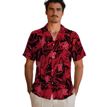 nebraska cornhuskers monstera layer red hawaiian shirts fashion forward