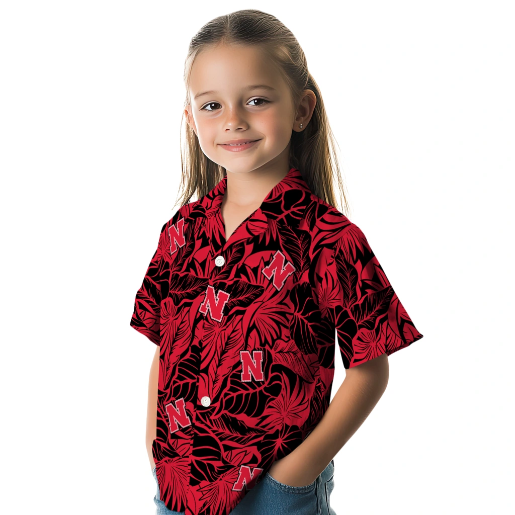Nebraska Cornhuskers Hawaiian Shirt - Monstera Layer nebraska cornhuskers monstera layer red hawaiian shirts premium grade