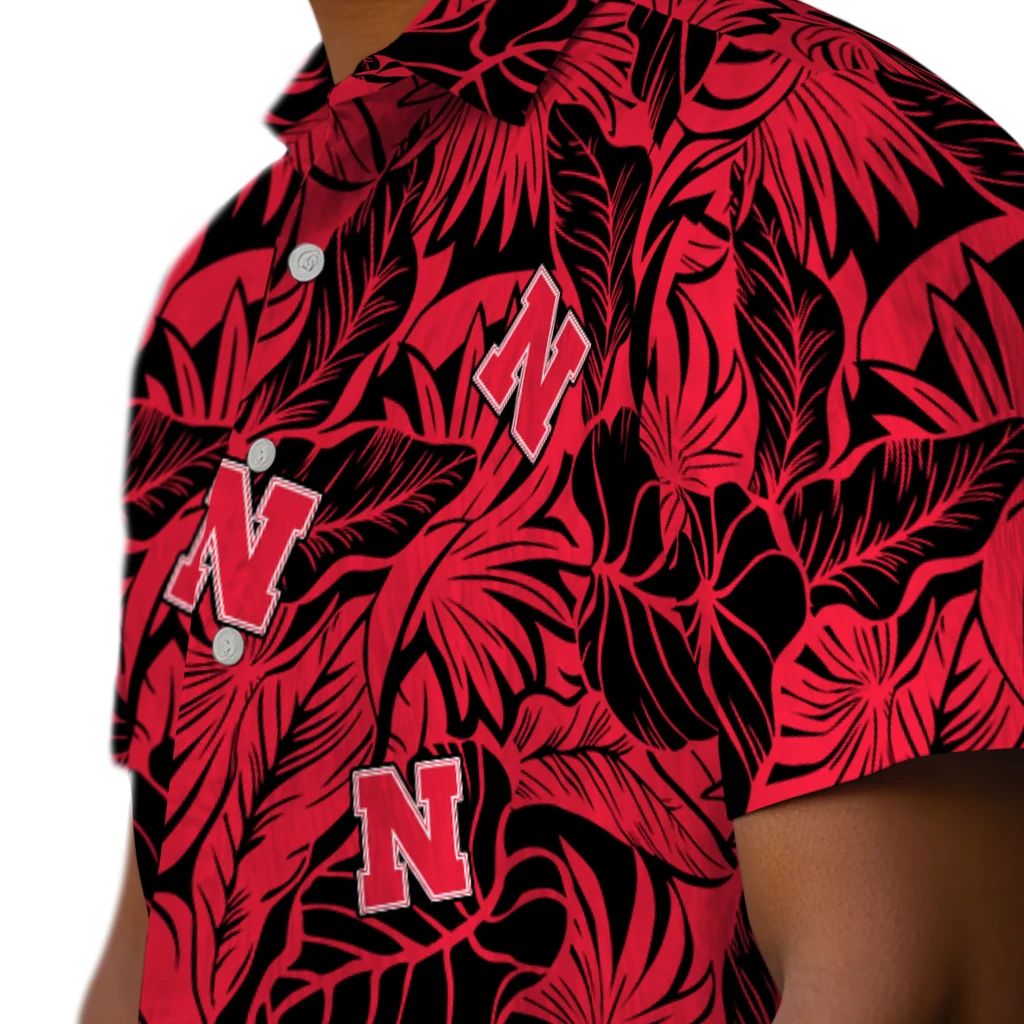 Nebraska Cornhuskers Hawaiian Shirt - Monstera Layer nebraska cornhuskers monstera layer red hawaiian shirts trendy
