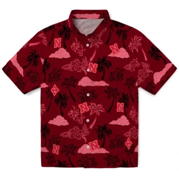 nebraska cornhuskers palm and clouds red hawaiian shirts best selling