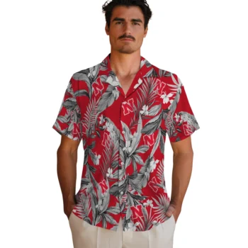nebraska cornhuskers palm leaves red hawaiian shirts fashion forward