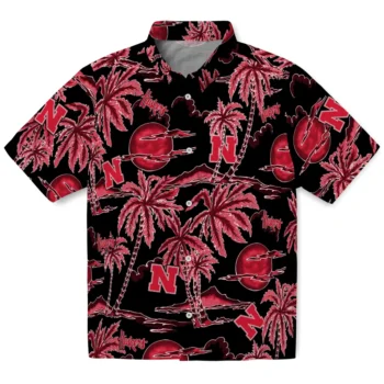 nebraska cornhuskers palm sunset hawaiian shirts best selling