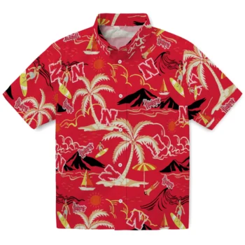 nebraska cornhuskers palm tree island red hawaiian shirts best selling