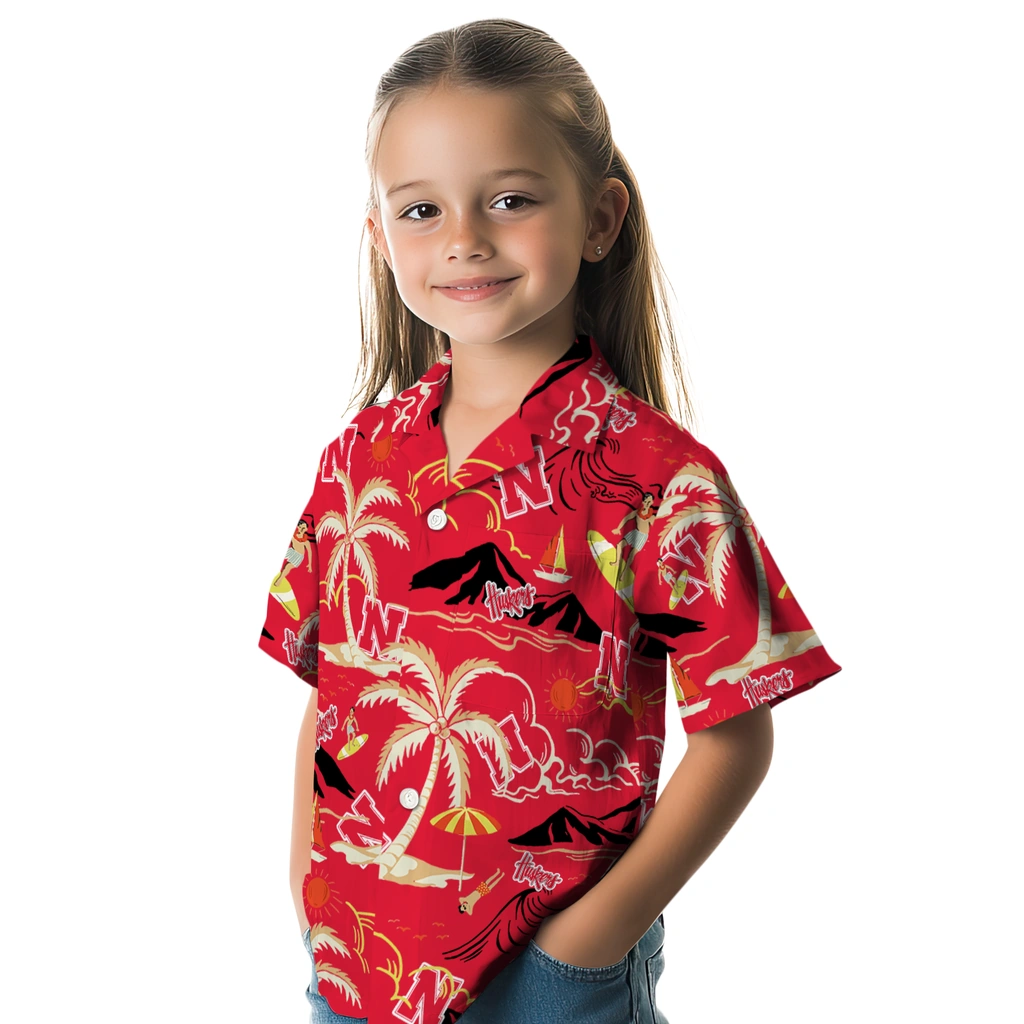 Nebraska Cornhuskers Hawaiian Shirt - Palm Tree Island nebraska cornhuskers palm tree island red hawaiian shirts premium grade