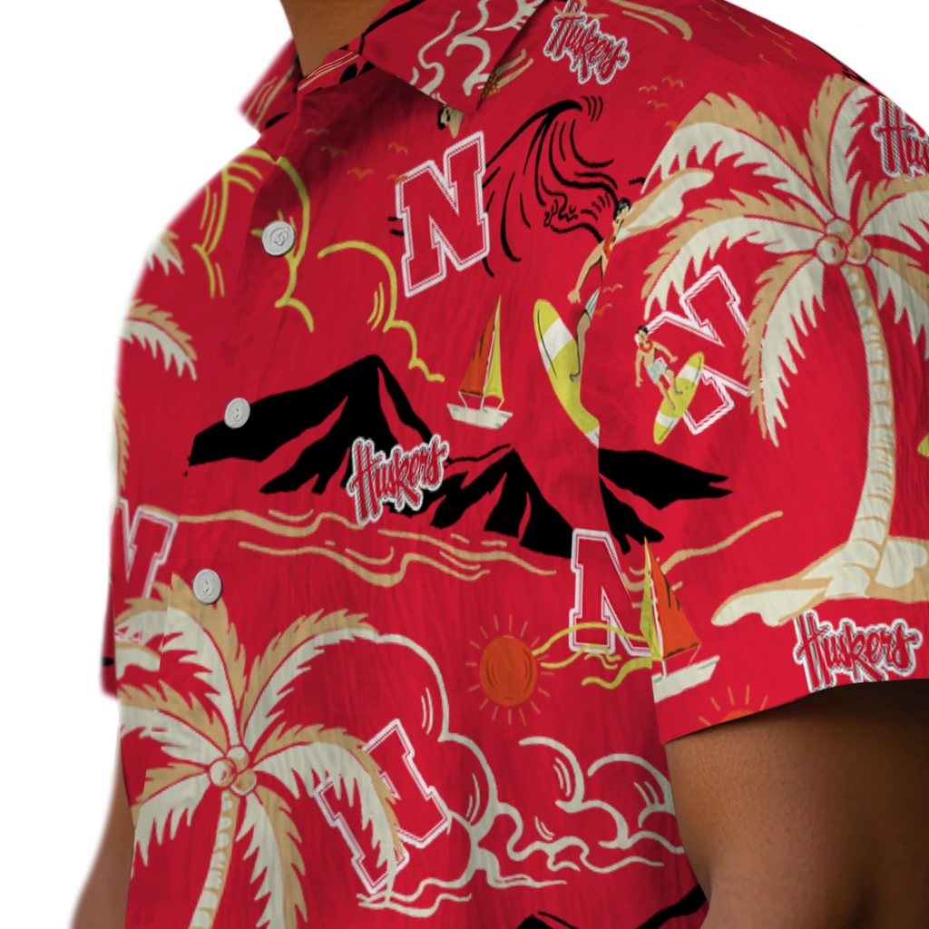 Nebraska Cornhuskers Hawaiian Shirt - Palm Tree Island nebraska cornhuskers palm tree island red hawaiian shirts trendy