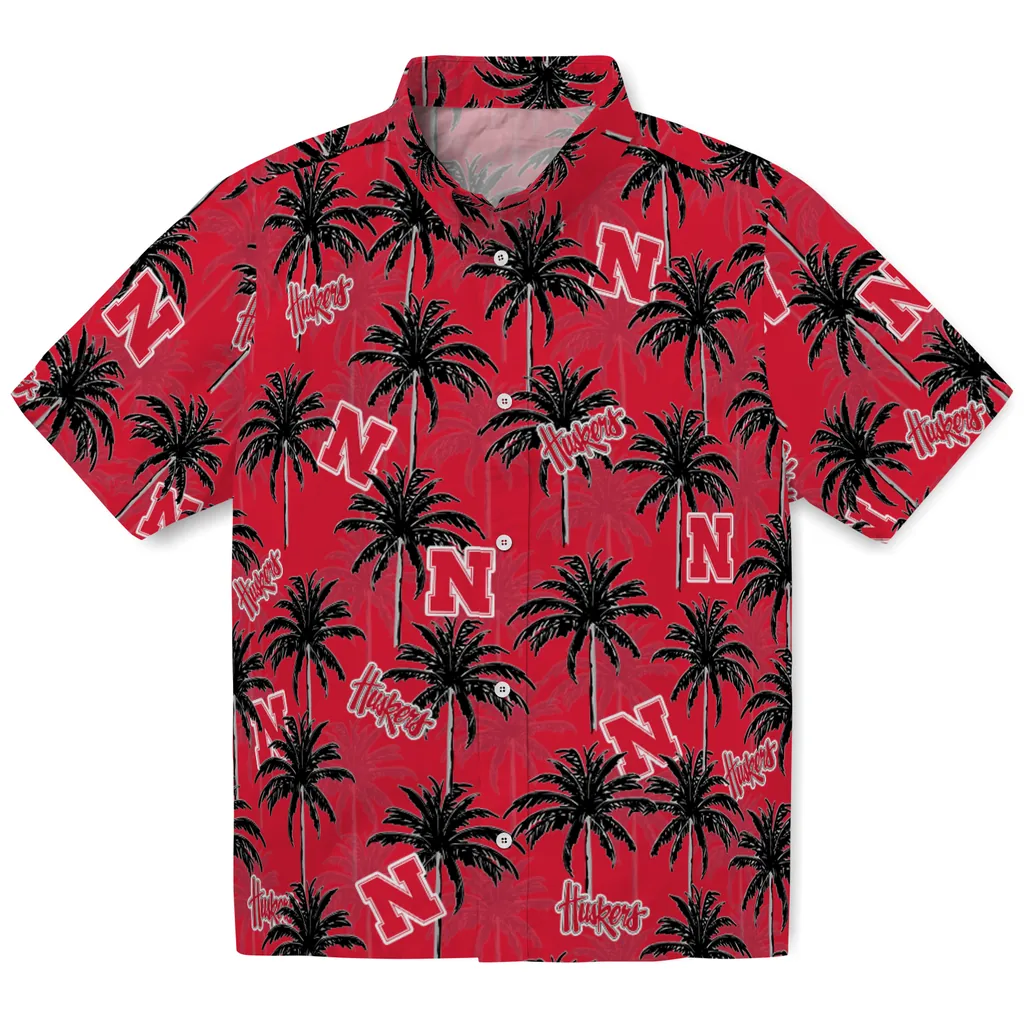 Nebraska Cornhuskers Hawaiian Shirt - Palm Tree Motif nebraska cornhuskers palm grove red hawaiian shirts best selling