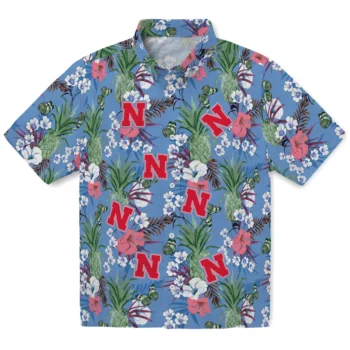 nebraska cornhuskers pineapple bouquet best sky blue hawaiian shirts best selling