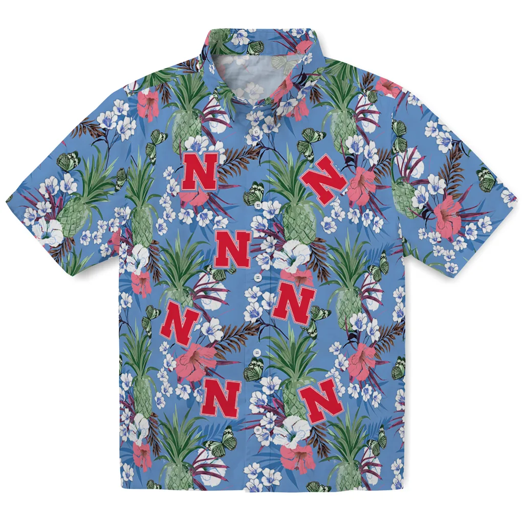 Nebraska Cornhuskers Hawaiian Shirt - Pineapple Bouquet nebraska cornhuskers pineapple bouquet best sky blue hawaiian shirts best selling