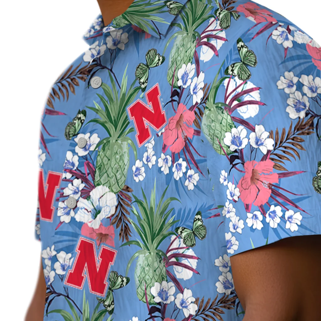 Nebraska Cornhuskers Hawaiian Shirt - Pineapple Bouquet nebraska cornhuskers pineapple bouquet best sky blue hawaiian shirts trendy