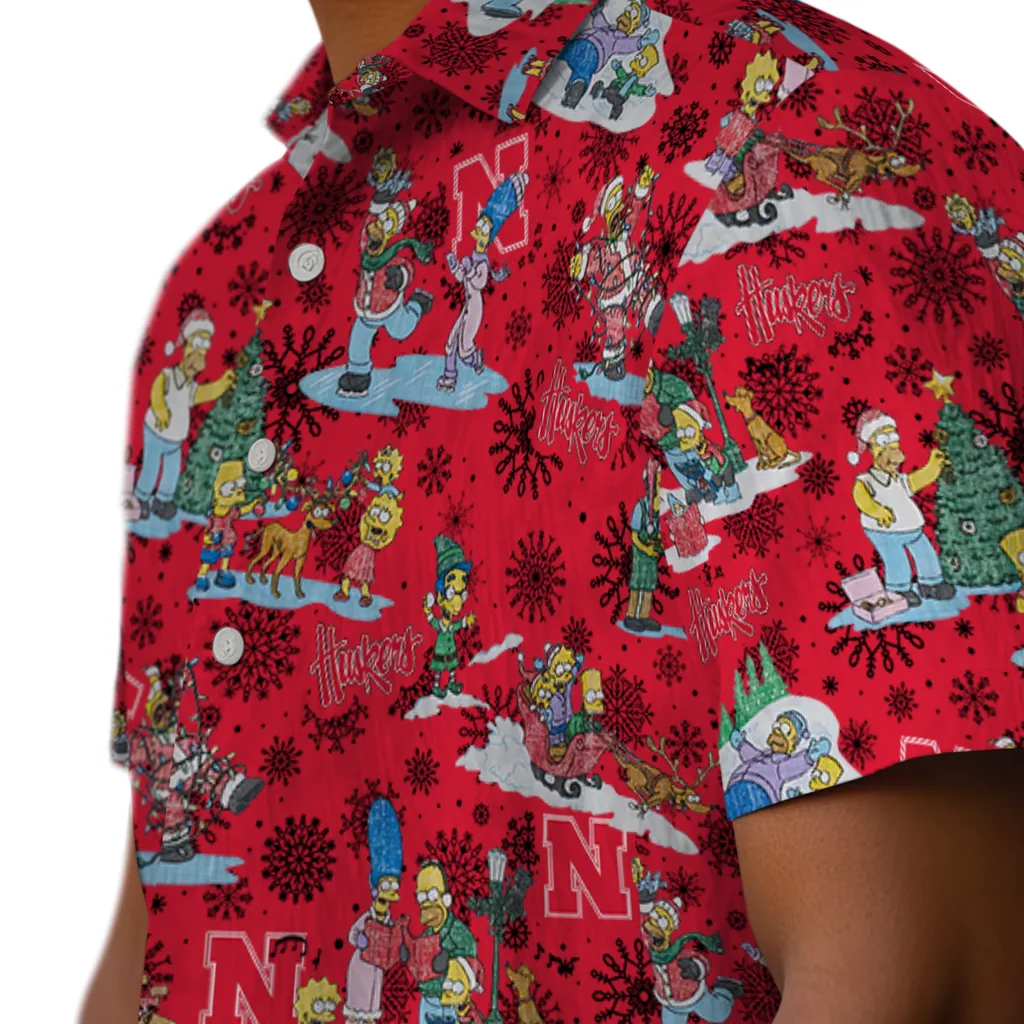 Nebraska Cornhuskers Hawaiian Shirt - Simpsons Christmas nebraska cornhuskers simpsons christmas red hawaiian shirts trendy