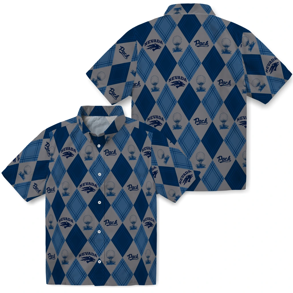 Nevada Wolf Pack Hawaiian Shirt - Golfing Plaid nevada wolf pack balloon plaid blue hawaiian shirts high quality