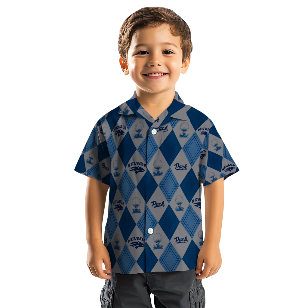 Nevada Wolf Pack Hawaiian Shirt - Golfing Plaid nevada wolf pack balloon plaid blue hawaiian shirts top rated