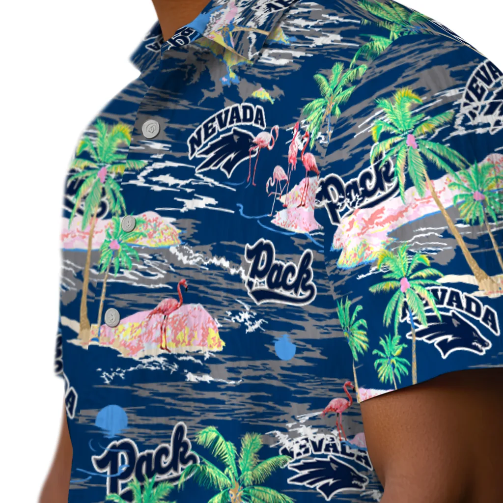 Nevada Wolf Pack Hawaiian Shirt - Hawaii Island nevada wolf pack flamingo retreat blue hawaiian shirts trendy