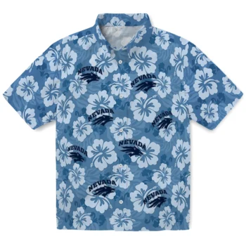 nevada wolf pack hibiscus cluster blue hawaiian shirts best selling