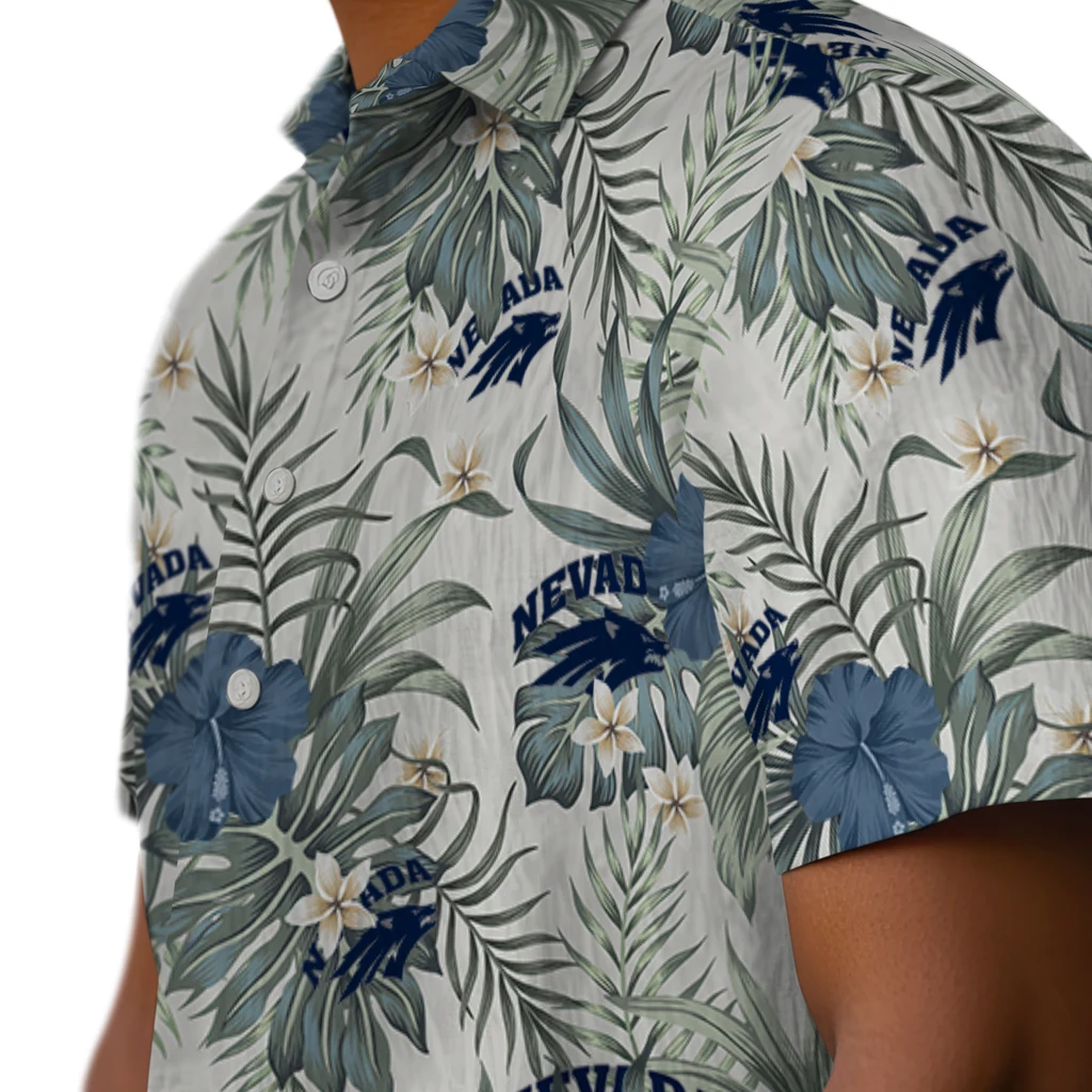Nevada Wolf Pack Hawaiian Shirt - Hibiscus Designs nevada wolf pack hibiscus designs beige hawaiian shirts trendy